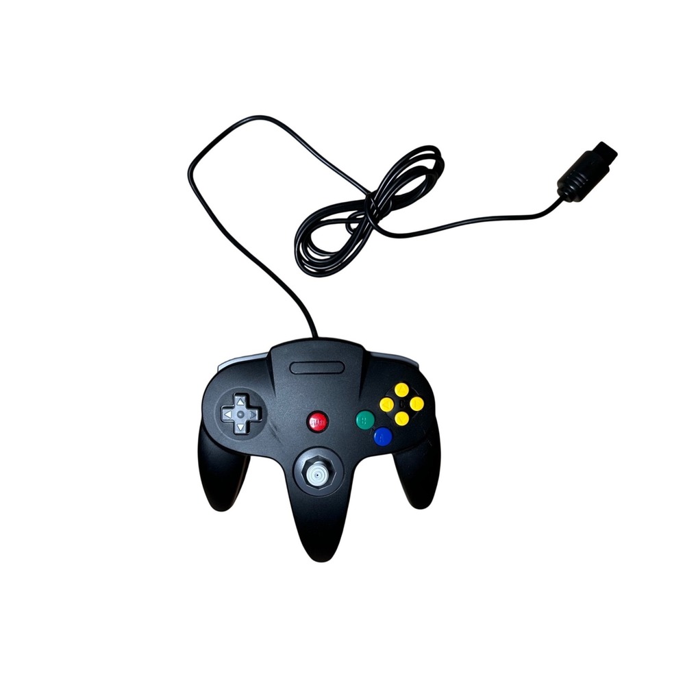 Black N64 Wired Controller for Nintendo 64 Retro Gaming Console